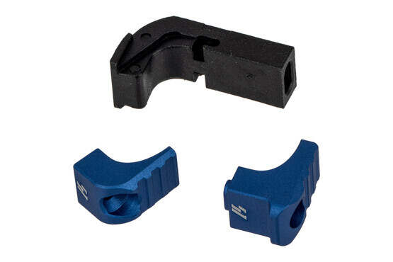 Strike Industries Glock Gen 4 Modular Magazine Release features two blue anodized buttons